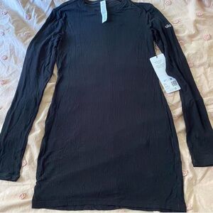 chinese dress ladies Goddess Ribbed Short Sleeve Dress - Black